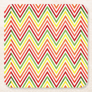 Farbenfrohes Zickzack-Chevron-Muster Rechteckiger Pappuntersetzer