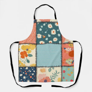 Farbenfroße Florale Patchworkdecke mit Spielzeugdr Schürze