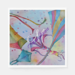 FARBENFUSSFLIEGENDE KITES MONOGRAMM PARTY SERVIETTE