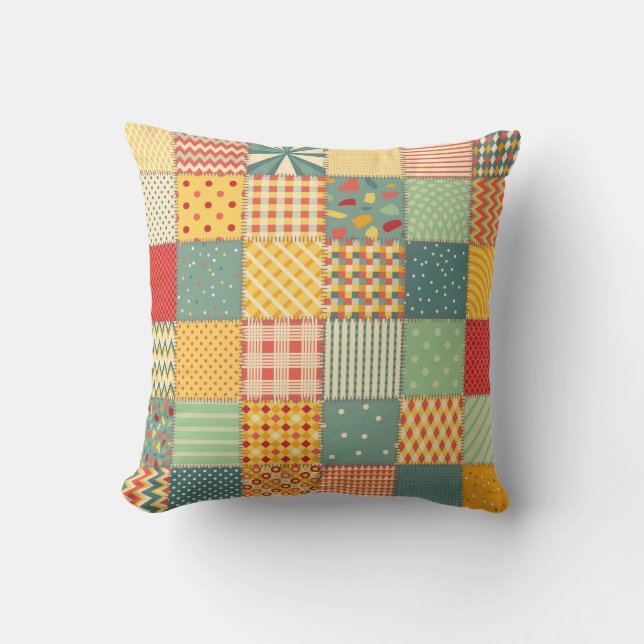 Farbenloses Patchwork mit abstraktem Muster  Kissen (Vorderseite)