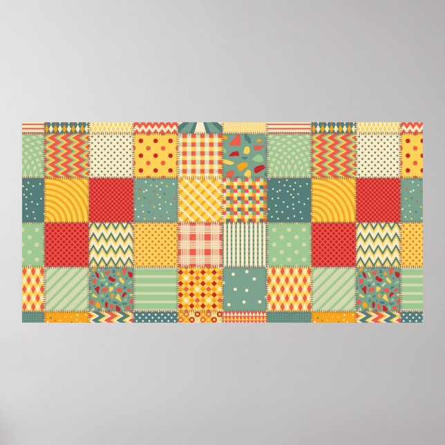 Farbenloses Patchwork mit abstraktem Muster Poster (Vorne)