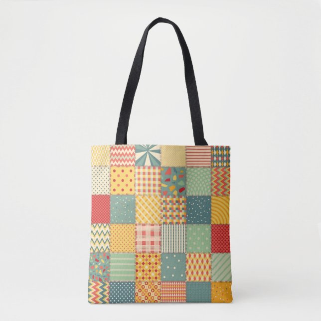 Farbenloses Patchwork mit abstraktem Muster Tasche (Vorderseite)