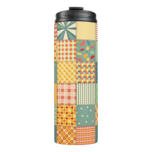 Farbenloses Patchwork mit abstraktem Muster Thermosbecher