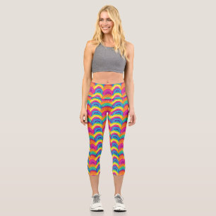 Farbenloses Regenbogen- und Wellenmuster Capri Leggings