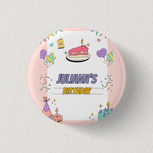 Farbenprächtige Geburtstagsparty Button (Vorderseite)