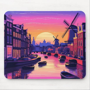 Farbenprächtiger Amsterdamer Sonnenuntergang – Hol Mousepad