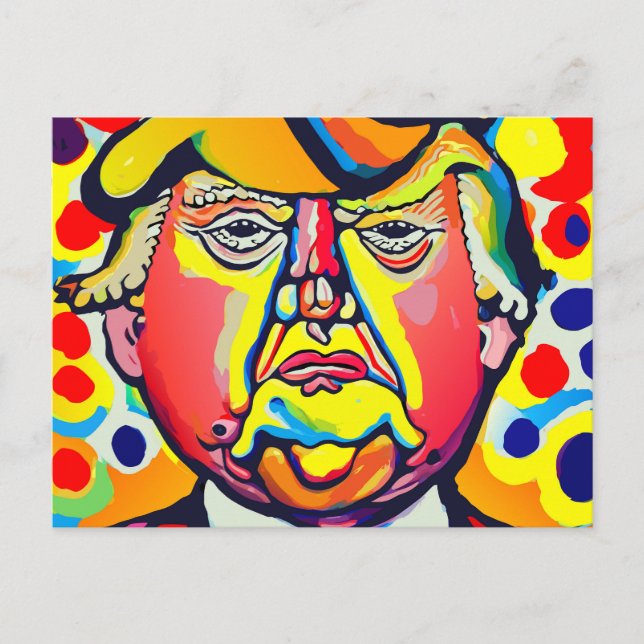 Farbenprächtiges aktuelles Donald Trump-Portrait Postkarte (Vorderseite)