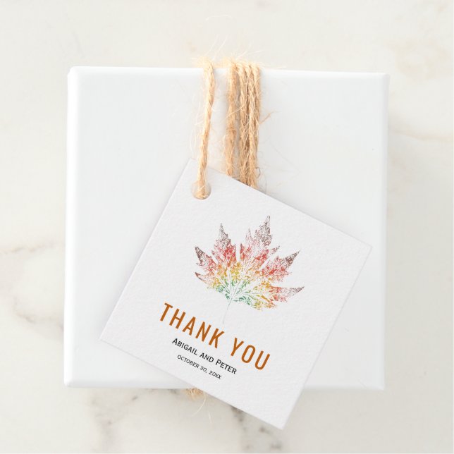 Farbenprägung Orange Danke Hochzeit im Herbst Geschenkanhänger (Beispiel)