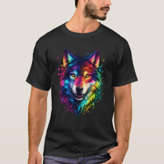 Farbenreicher Wolf T-Shirt