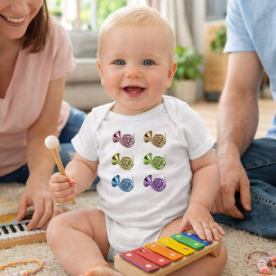 Farbenreiches französisches Horn Pop-Art Baby Strampler