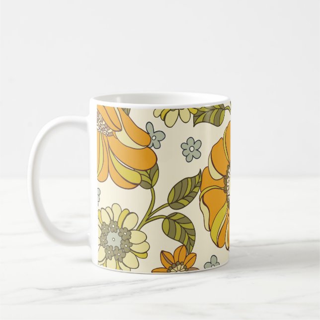 Farbenreiches, großes handGezeichnet, blühendes Vi Kaffeetasse (Links)