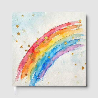 Farbenreiches Wasserfarben-Regenbogen-Gästebuch. Gästebuch