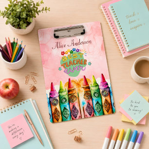 Farbenstifte Beste Lehrerin Aller Zeiten Regenboge Klemmbrett