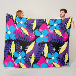 Farbenvolles Chic Floral & Dot Muster mit Blätter  Fleecedecke