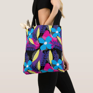 Farbenvolles Chic Floral & Dot-Muster mit Blätter  Tasche