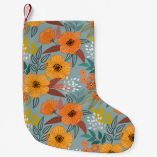 Farbenvolles, handgezeichnetes Blume-Muster Kleiner Weihnachtsstrumpf
