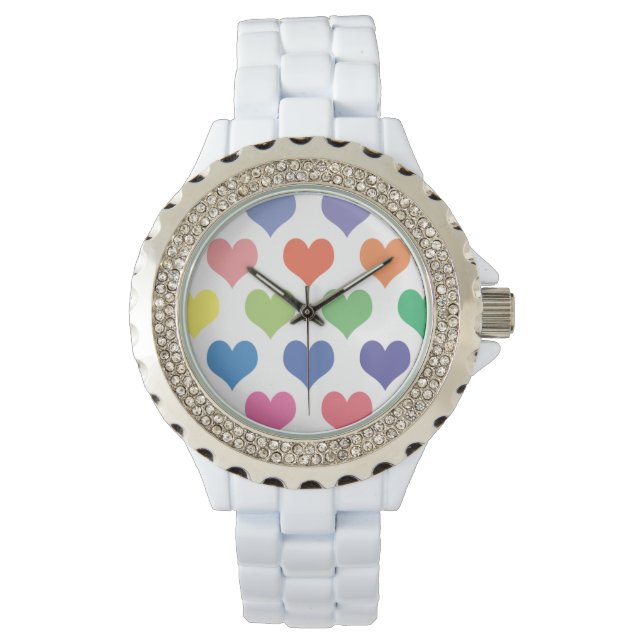 Farbenvolles Herzdesign Armbanduhr (Vorderseite)
