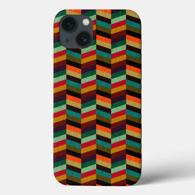 Farbenvolles, mehrfarbiges Herringbone-Muster Case-Mate iPhone Hülle (Rückseite)