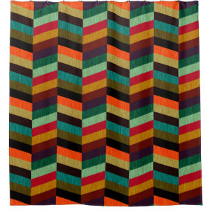 Farbenvolles, mehrfarbiges Herringbone-Muster Duschvorhang