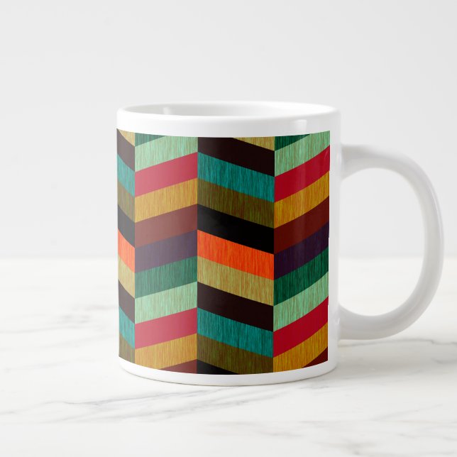 Farbenvolles, mehrfarbiges Herringbone-Muster Jumbo-Tasse (Rechts)