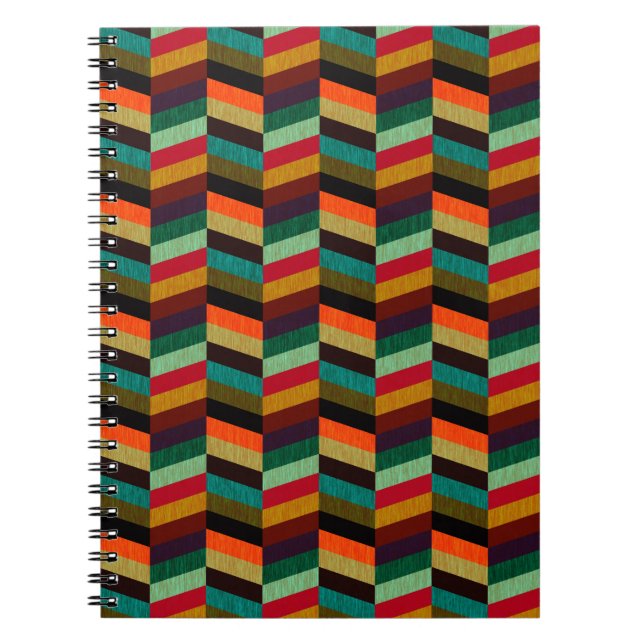 Farbenvolles, mehrfarbiges Herringbone-Muster Notizblock (Vorderseite)