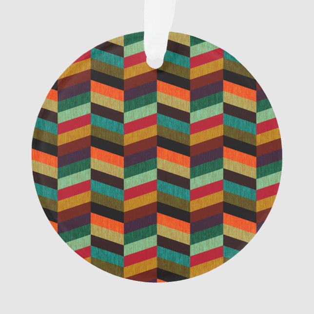 Farbenvolles, mehrfarbiges Herringbone-Muster Ornament (Vorderseite)