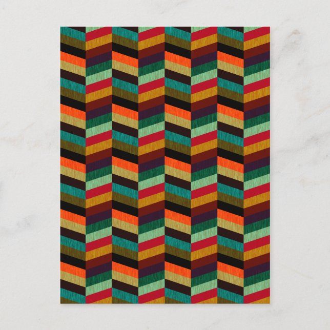 Farbenvolles, mehrfarbiges Herringbone-Muster Postkarte (Vorderseite)