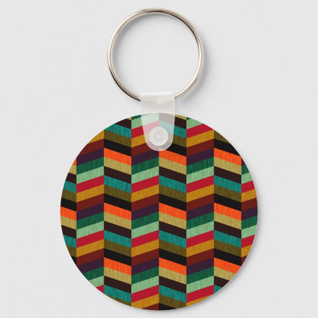 Farbenvolles, mehrfarbiges Herringbone-Muster Schlüsselanhänger (Vorderseite)