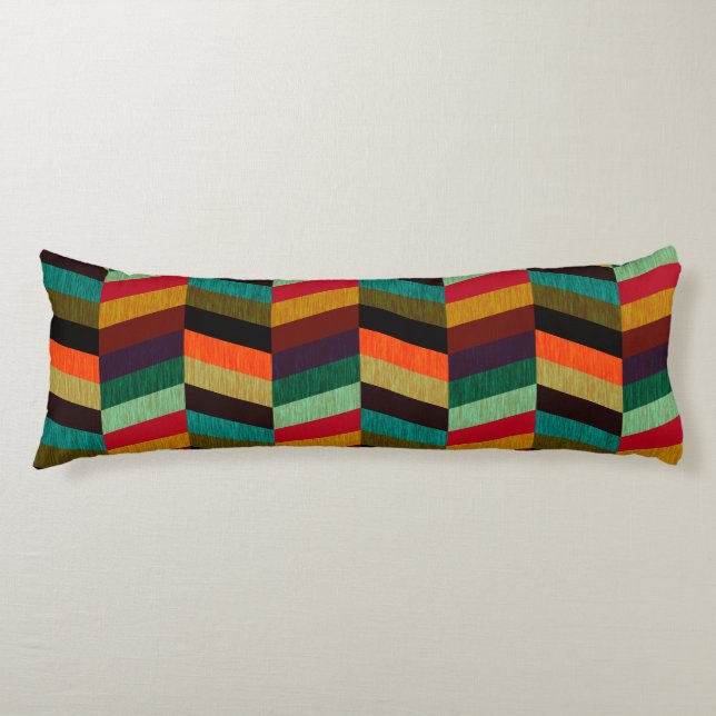 Farbenvolles, mehrfarbiges Herringbone-Muster Seitenschläferkissen (Vorderseite)