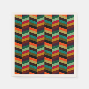 Farbenvolles, mehrfarbiges Herringbone-Muster Serviette
