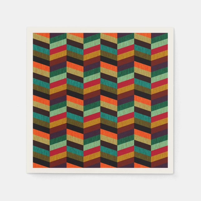Farbenvolles, mehrfarbiges Herringbone-Muster Serviette (Vorderseite)