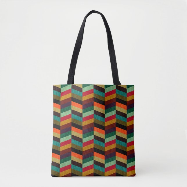 Farbenvolles, mehrfarbiges Herringbone-Muster Tasche (Vorderseite)