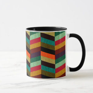 Farbenvolles, mehrfarbiges Herringbone-Muster Tasse