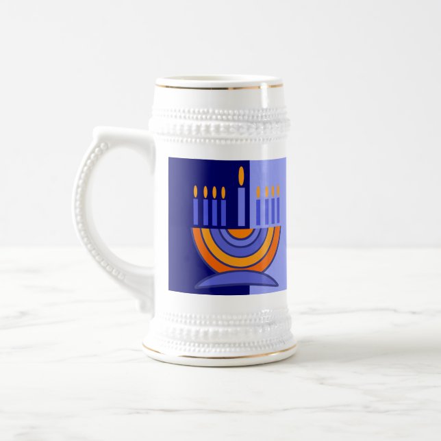 Farbenvolles Menorah Hanukkah-Geschenk Bierglas (Links)