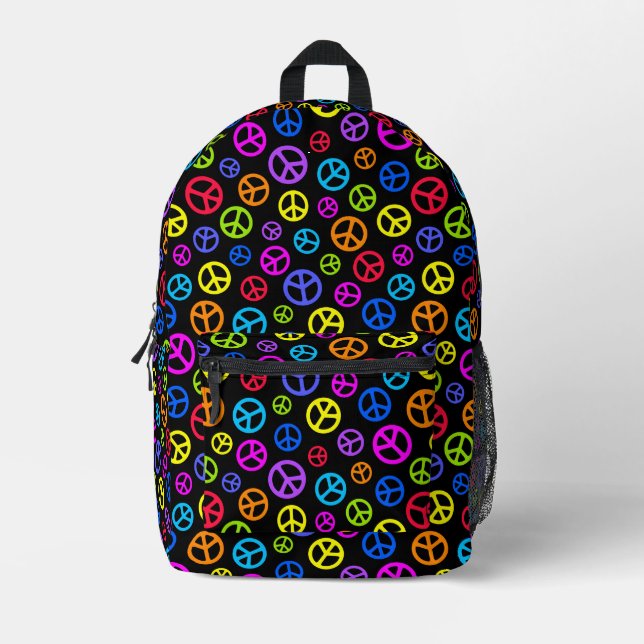 Farbenvolles Muster des Friedenssymbol Bedruckter Rucksack (Vorderseite)