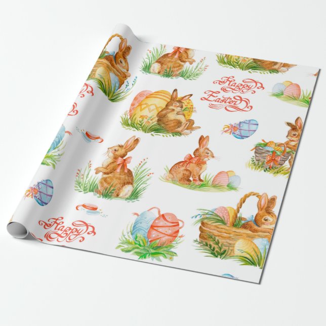 Farbenvolles nahtloses Muster mit Frühjahrs-Osterz Geschenkpapier (Ungerollt)
