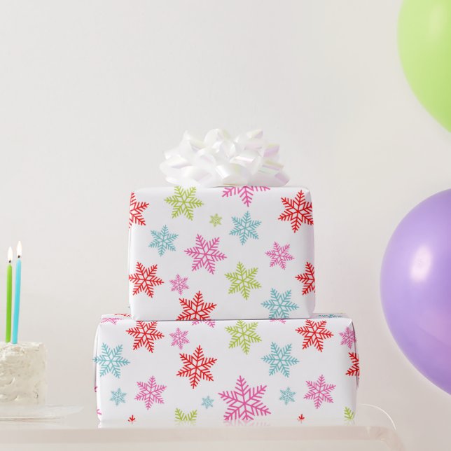 Farbenvolles Schneeflockenmuster - festes Winterde Geschenkpapier (Partygeschenke)