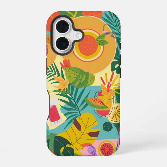 Farbenvolles Sommermuster iPhone 16 Hülle (Rückseite)