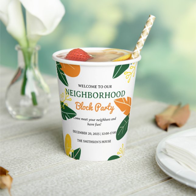 Farbenvolles Summer Neighbhood Block Party Pappbecher (In Situ)