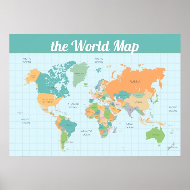Farbenvolles World Map Value Poster (Matte) (Vorne)