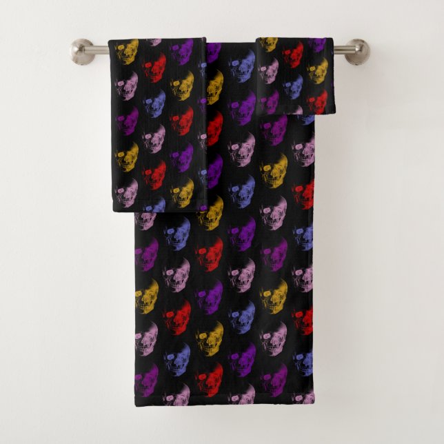 Farbenvolles X-Ray Skulls-Muster Badhandtuch Set (Insitu)