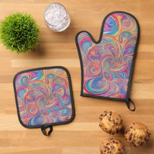 Farbenwirbel ofenhandschuh & Topflappen-Set
