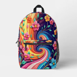 Farbenwirbelblüte - Lebendiger Blumenstrudel Bedruckter Rucksack