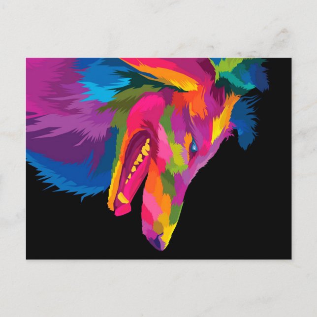 Farbenwolf Feiertagspostkarte (Vorderseite)