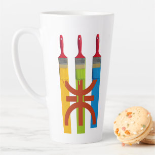 Färberpinsel malen den Amazigh-Fahne-Stil Milchtasse