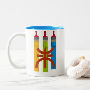 Färberpinsel malen den Amazigh-Fahne-Stil Zweifarbige Tasse