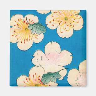FarbeWoodblock Druck der Hartriegel-Blüten Magnet