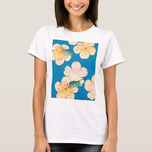 FarbeWoodblock Druck der Hartriegel-Blüten T-Shirt (Vorderseite)