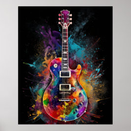 Farbexplodierende elektrische Gitarre Poster
