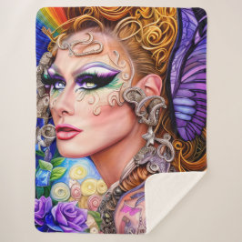 Farbexplodierendes Drag Queen Artwork Design Sherpadecke